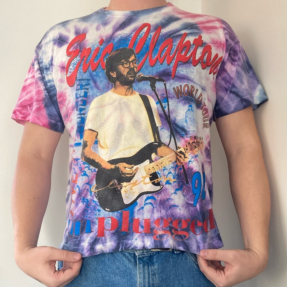 Insanely Rare Eric Clapton Unplugged 1994 tour tie dye shirt.